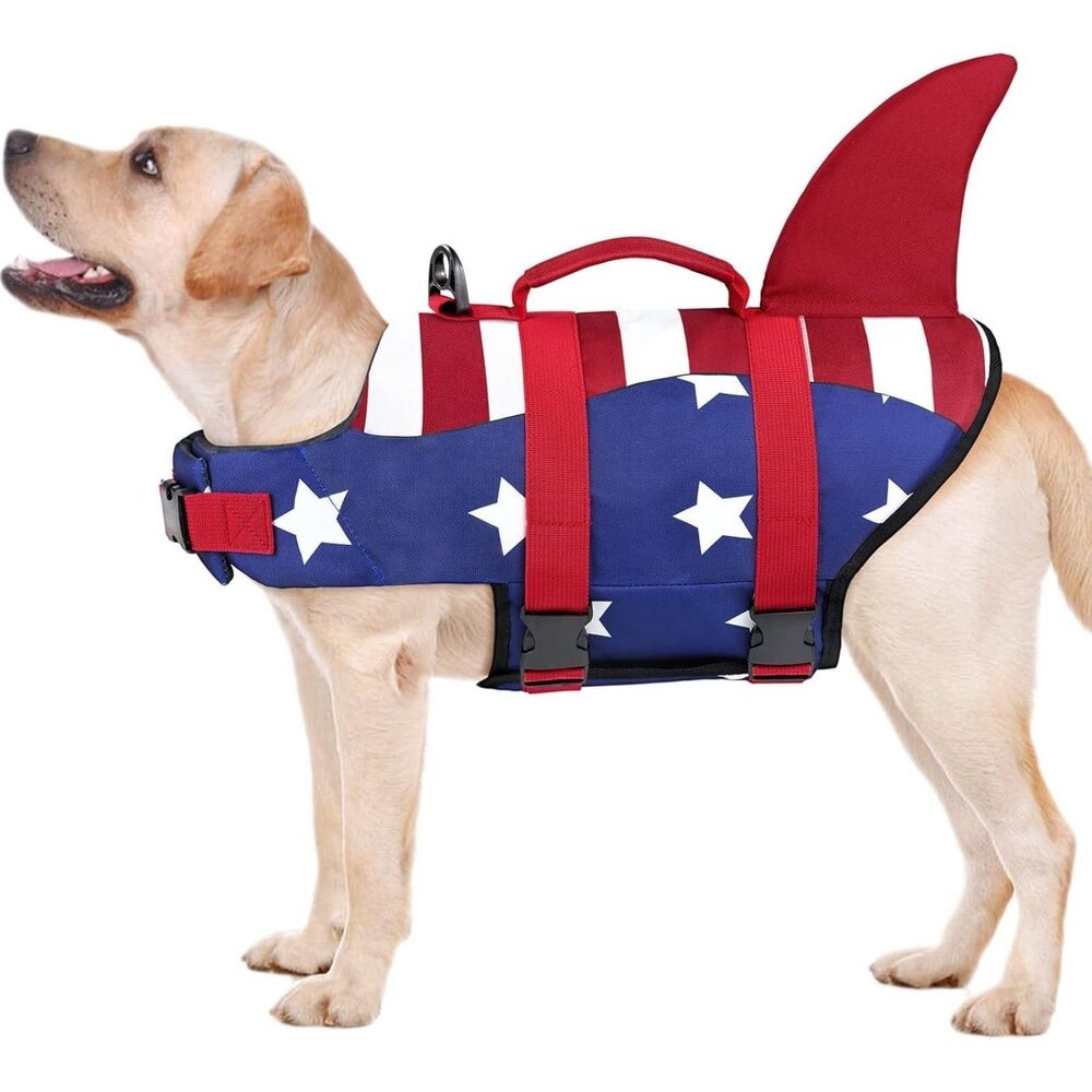 Malier Dog Life Jacket - Medium, Red & Dark Blue